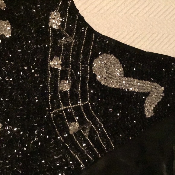 Sequin Vest musical performance stage wear full glitter music beads black silver - Picture 9 of 16